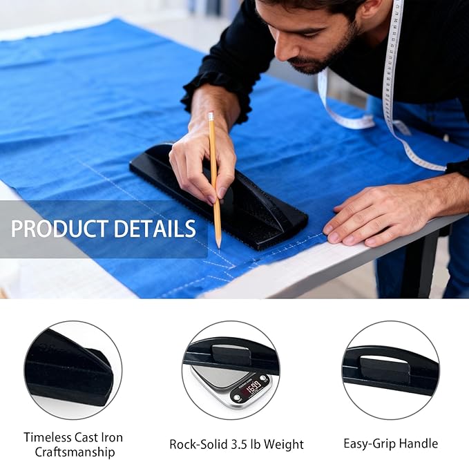 3 Pcs Pattern Weights, Heavy Duty Sewing Weights for Fabric, Secure Pattern Cutting & Tailoring Projects, Black Fabric Cloth Weight Set