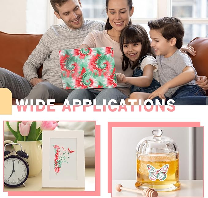 Tintnut Permanent Vinyl Tie Dye Roll - 12 inch x 5ft, Green Red Swirl Pattern Adhesive Vinyl Sheets for Decor Sticker Compatible with Cricut, Silhouette, Cameo Cutters