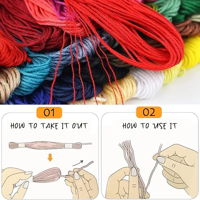 Maxee Embroidery Thread Floss, 100 Colors Skeins Rainbow Cross Stitch Thread, 8m Friendship Bracelet String Kit Craft Floss, Needlepoint Cotton Yarn