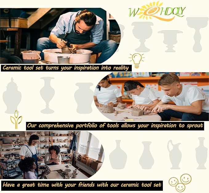 WQHDQLY Pottery Sculpting Tools 45PCS,Clay Tools Pottery Tools Clay Sculpting Tools for Kids Polymer Clay Tools Kit Ceramic Tools for DIY Handcraft Modeling Clay Carving Tools Set