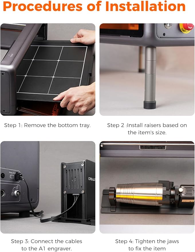 Creality Rotary Roller Kit with Risers for Falcon A1 Laser Engraver, Engraving Accessories for Engraving Cylindrical Objects, Wine Glass, Baseball Bat, Ring