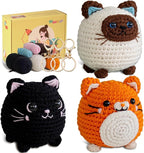 TAKADODO Crochet Kit for Beginners - Learn to Crochet Kits for Adults Beginner with Step-by-Step Video Tutorials - Crochet Kits for Adults and Kids (Cats)