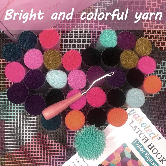 Latch Hook Kits for Adults, Pre-Printed Handmade Rug Crochet Yarns DIY Door Mat Kits for Home Decor Festival Gift 23.6"X15.8" (Dog)