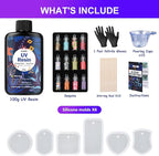 KISREL UV Resin Jewelry Making Kit - 100g Crystal Clear UV Resin and Jewelry Molds, Fast Curing for Keychains, Earring Making, DIY Craft Decorations