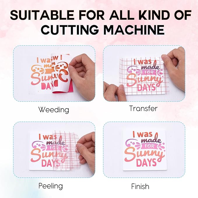 Tintnut Orange Pink Permanent Vinyl - 8 Sheets 12"x10" Gradient Adhesive Self Sticker, Ombre Glossy Self Sticker Water Proofing Vinyl Compatible with Cricut Or Silhouette