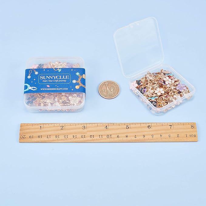 SUNNYCLUE 1 Box 50Pcs Stitch Markers Crochet Stitch Marker Spring Sakura Flower Charms Zipper Pull Clip On Removable Lobster Clasp Charm Locking Knitting Markers for Weaving Sewing Quilting 0.28/pc