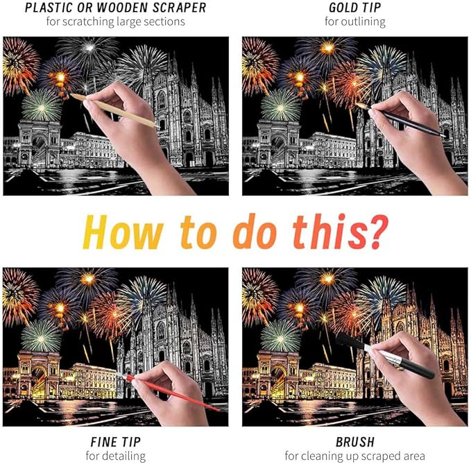 Scratch Art for Adults(8 Sheets A4),Family Creative DIY Painting Papers for Travel Lovers,Craft Lovers|Creative Scratch Art Adult (Philadelphia/Italy) by Iskueal