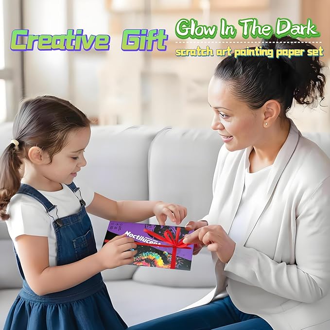 Scratch Paper Art for Adult-Glow in The Dark Scratch Painting Craft Kit (8 Sheets A5)|DIY Foil Engraving Art Set|Stress Relief Gift for Craft Lovers|Creative Scratch Art Home Decor(Marine & Castle)