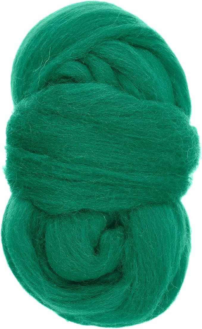 uxcell Needle Felting Wool, 1.76oz Natural Fibre Wool Roving Yarn Wool Felting Supplies for Needle Felting Yarn DIY Handcrafts, Green