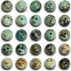 NCB 200PCS 8mm Natural African Turquoise Gemstone Round Spacer Loose Beads for Jewelry Making with Crystal Stretch Cord (African Turquoise, 8mm 200Beads)