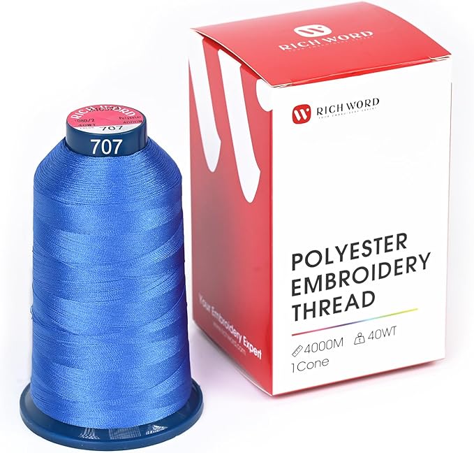Richword Selected Blue Embroidery Thread 4000M(4374Y) 40WT Polyester Thread 100 Colors Selected for Commercial Multi Needles and Single Needle Embroidery Machine 0707