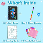 FUNNYB&G Foil Art Craft for Kids - Christmas Crafts Gift Party Favors Stocking Stuffers for Kids Fun Art Supplies Creative Birthday Gift Travel Toys for Girls Boys 4 5 6 7 8 9 Years Old(Ocean)