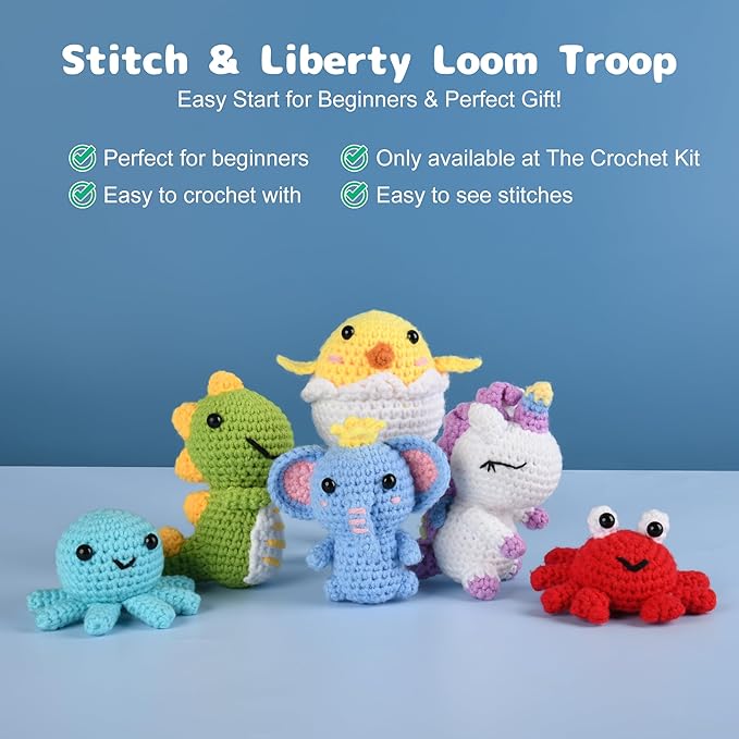 MINGOMINGO Crochet Kit for Beginners - 6 Pack Animals Amigurumi, Craft Knitting Crochet Starter Kits with Step-by-Step Video Tutorials - Animals Knitting Kit (40%+ Yarn)