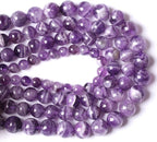120PCS 6mm Natural Purple Dream Lace Amethysts Beads Crystal Round Loose Beads for Jewelry Making DIY Bracelet Necklace 32" 2 Strand