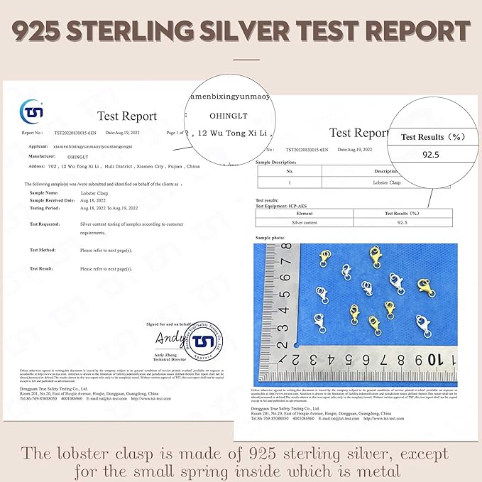 14K Gold Plated 925 Sterling Silver Lobster Claw Clasp with Closed Jump Rings,Necklace Clasps and Closures Suitable for Jewelry Making Necklaces Bracelet Made in Italy