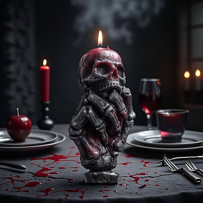 Snake Skull Silicone Mold, Cylinder Candle Mold with Coiling Snake for Halloween Candle Making, Resin, Clay Craft, Aromatherapy Gypsum, Home Decor (Bone Hand and Skull)