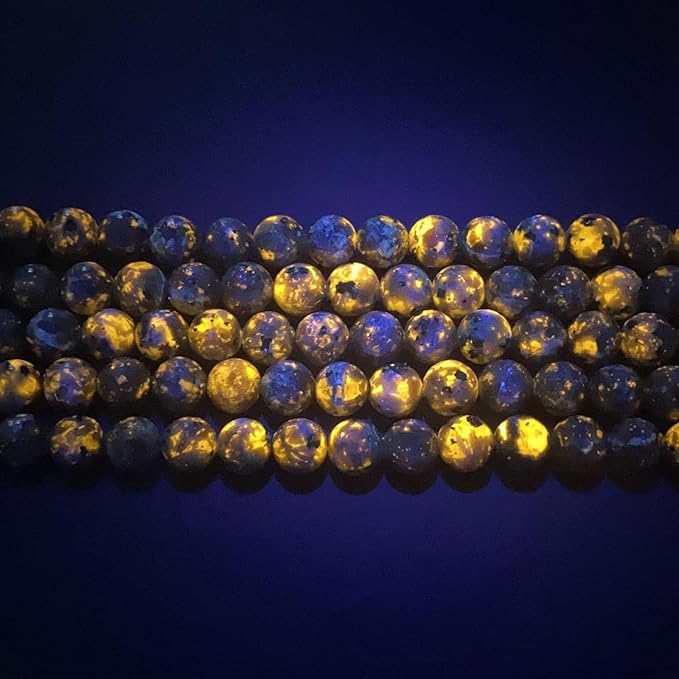 6MM 56PCS Flame Yooperlite Stone Beads Loose Beads for Jewelry Making DIY Bracelets Show Flame Color Under The Irradiation of UV Lamps