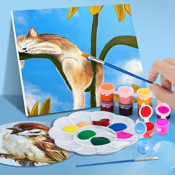 280 Pcs Mini Acrylic Paint Set for Kids, 12 Colors Washable Acrylic Paints Strip for Kids&Adults Craft Kit, with Mini Painting Container for Easter Eggs Art Craft Easter Gifts Party Birthday