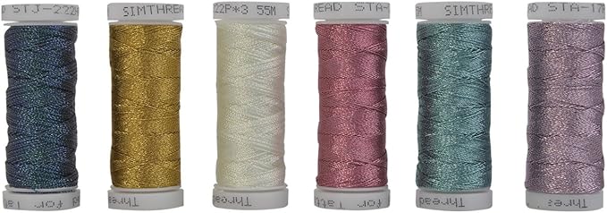 Simthread 6 Colors 3-Ply Metallic Shuttle Tatting Yarn 50 Meters Each for Shuttle Tatting Jewellery lacemaking #1