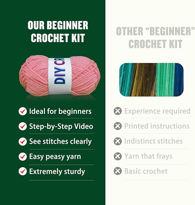 YOKISS 8Pcs Beginner Crochet Starter Kit, Creative Christmas Gifts & Birthday Gifts for Adults & Kids, Popular DIY Patterns, 40% Extra Yarn Crochet Animals Kits with Step-by-Step Video Tutorials