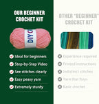 YOKISS 8Pcs Beginner Crochet Starter Kit, Creative Christmas Gifts & Birthday Gifts for Adults & Kids, Popular DIY Patterns, 40% Extra Yarn Crochet Animals Kits with Step-by-Step Video Tutorials