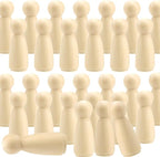 MOUYAT 30 PCS 3.5 Inch Wooden Peg Dolls, Unfinished Angel Girl Wooden Peg People Doll Bodies, Wooden People Figures for Painting, Craft Art Projects