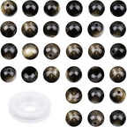 Natural Stone Beads Golden Obsidian Round Beads Round Genuine Stone Beading Loose Gemstone Hole Size 1mm DIY Charm Smooth Beads for Bracelets Necklaces Earrings 6mm 200pcs (Golden Obsidian 6mm)