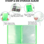 10 Pcs 0.3mm Magnet Sheets and 80 pockets/20 pages Storage Album for Stamp and Cutting Dies Storage Book Organizer Folder for Storage Die Cutting, DIY Scrapbooking Card Making Supplies (Green)