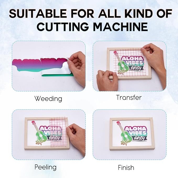 Tintnut Pink Blue Permanent Vinyl - 8 Sheets 12"x10"Gradient Adhesive Self Sticker, Ombre Glossy Self Sticker Water Proofing Vinyl Compatible with Cricut Or Silhouette