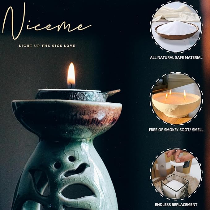 NICEME Customized Powder Candle Making Kit, 5.5Lb/ 2.5kg Refillable Beaded Wax Sand All Natural Reusable DIY Pearled Candle Making Kit Self Extinguish Candle with 100 Wicks & 2 Wick Centering Devices