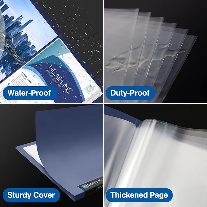 Sooez Art Portfolios 11"x17", Large Portfolio Folder with 30 Pockets & Black Inner Sheets, Display 60 Pages, 11 x 17 Presentation Book for Artwork Storage, Binder with Plastic Sleeves for Artist