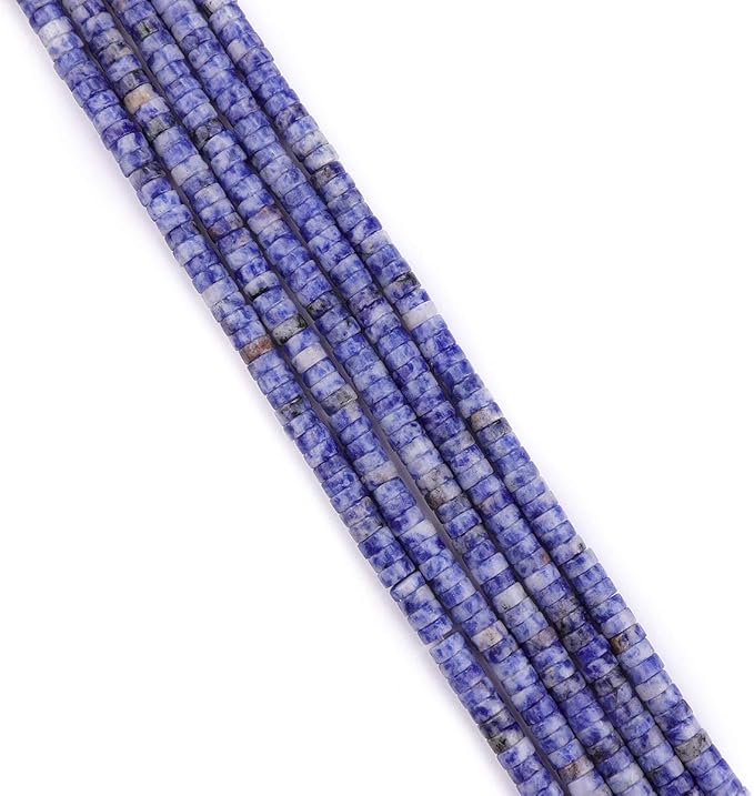 Natural Blue Sodalite Spacer Beads Caps Loose Semi Gemstone for Beading Jewelry Making 6mmx3mm 38cm