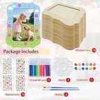 Ukontagood 30 Pack Wooden Picture Frames for Crafts, 4''×6'' Picture Frame Painting Craft Kit Includes 16 Sheets Diamond Stickers, 12 Colors Pens & Brushes, and Paints for DIY Crafts