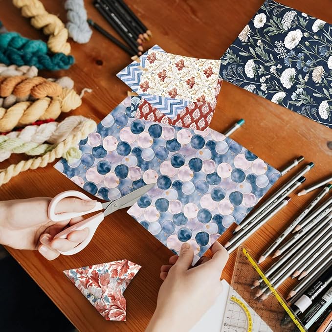 Scrapbook Paper 12x12, 24 Sheets 24 Designs Double-Sided Patterned Decorative Craft Paper for Junk Journals Greeting Cards Photo Album Decoration