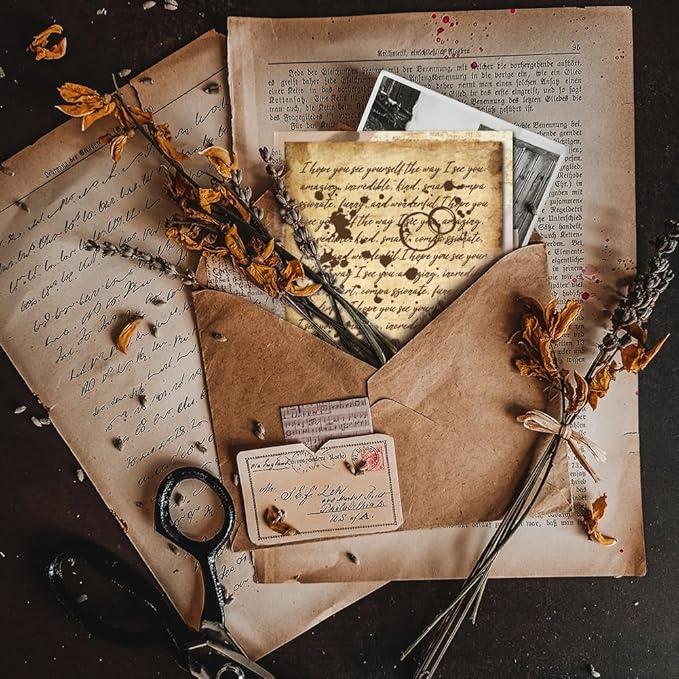 GLOBLELAND Vintage Text Background Clear Stamps for Cards Making Retro Flowers Butterfly Clear Stamp Seals 5.83x8.27inch Transparent Stamps for DIY Scrapbooking Photo Album Journal Home Decoration