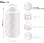 Serger Thread 4 Cones 3000 Yards Each Spool All Purpose Polyester Thread 40S/2 for Sewing, Serger, Overlock, Quilting, Piecing - Black+White