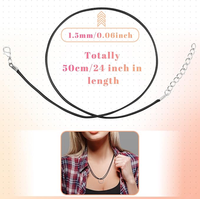 Tudomro 100 Pieces 20 Inch Waxed Leather Necklace Cord Bulk with Clasp Colorful Necklace Bracelet Chains String Rope Cord for Jewelry Making Pendants Charms(Basic Color)