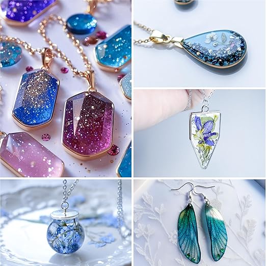 Bsrezn 200g UV Resin Kit with Light 18 Beads, Crystal Clear Solar Activated UV Epoxy Resin for Jewelry Making (100g x 2)