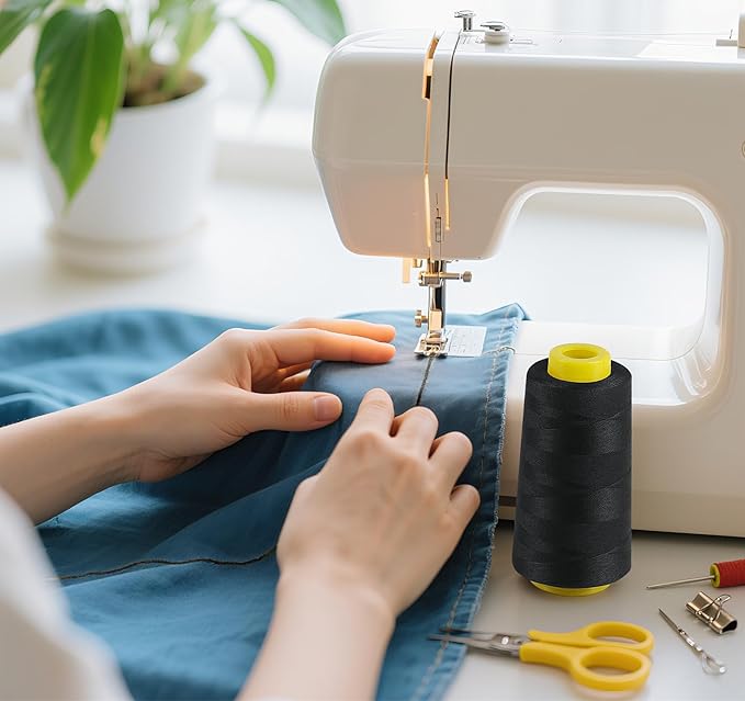 1500 Yards Denim Thread for Jeans, 20s/2 Polyester Thread, Sewing Threads for Sewing Machine, Heavy Duty ThickThread for Canvas, Aprons, Denim, Leather, Shoes Bag