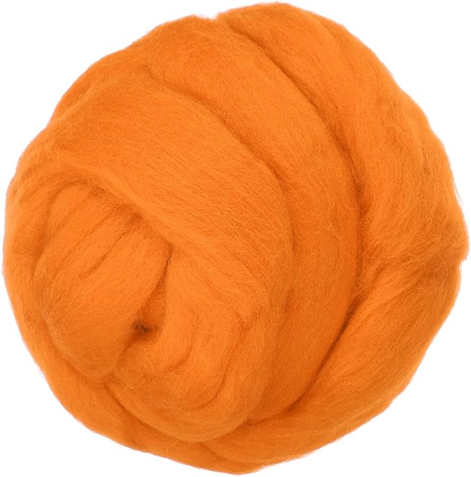 PATIKIL Wool Roving Yarn, 150G/5.3OZ Soft Felting Wool Pure Chunky Roving Yarn Bulk for Needle Felting Knitting Blanket Spinning Weaving DIY Craft, Dark Orange