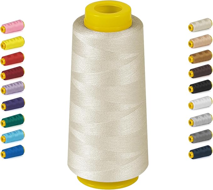 1800 Yards Serger Thread-Light Rice, All Purpose Thread for Sewing, Serger Thread Cones，PolyesterThread 40s/2 for Serger&Overlock, Quilting, Piecing, Sewing Machine