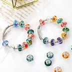 100 Pieces 14mm European Large Hole Spacer Beads Mix Color with Silver Brass Cores Assortments Charm Lampwork Beads Supplies for Necklace Bracelets Jewelry Making (Transparent Spray)