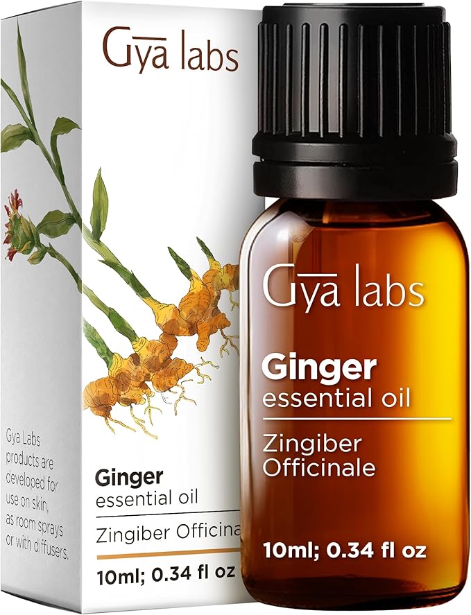 Gya Labs Ginger Essential Oil - 0.34 Fl Oz - for Hair, Skin, Diffuser, Aromatherapy & DIY Candle Making Scent