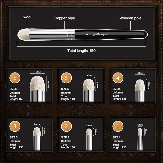 Golden Maple Dry Brush Miniature Painting Drybrush Set - 6PC Professional Modellers Miniature Paint Brushes for Miniatures, Model, Enamel & Fantasy Figurines Painting
