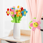 10 Pcs Plush Smile Flower Stuffed Bendable Stems Plush Bouquet Toy Soft Flower 12.6 Inch for Christmas 2025 Mother's Day Girl Girlfriend Wife(Cute Style)