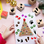 MotiMind 18 Pcs Animal Footprints Wood Stamps Set Wooden Rubber Holiday Stamps for Card Making Decoration and Scrapbooking Supplies