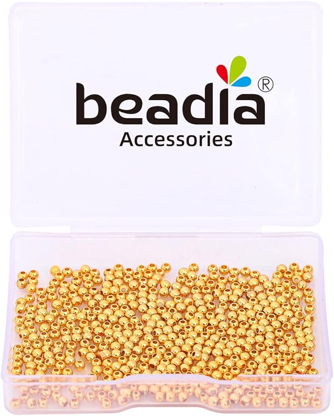 18K Gold Plated Round Spacer Beads 2.5mm 500pcs for Jewelry Making Findings Non Tarnish