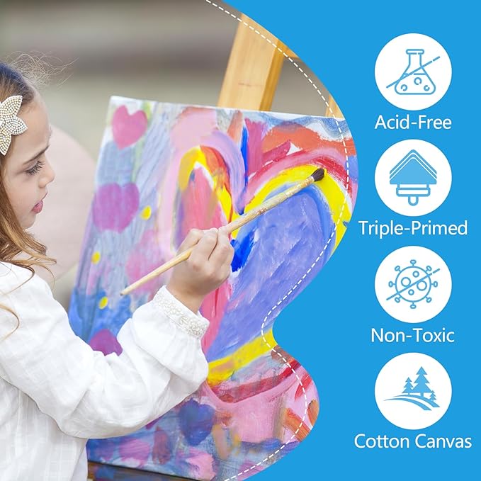 ESRICH Stretched Canvas for Painting 5x7, 28 Pack Small Canvases 5/8" Profile Primed Acid-Free Blank Canvas for Kids & Artists