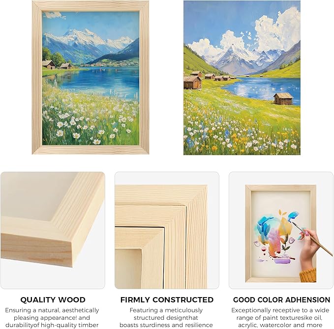 8 Pack 6 x 8 inch Wood Panel Boards,Unfinished Wood Frames for DIY Art Projects, Square Canvas for Painting, Pouring, Arts Use with Oils, Fall Halloween Decorations Panel Canvas