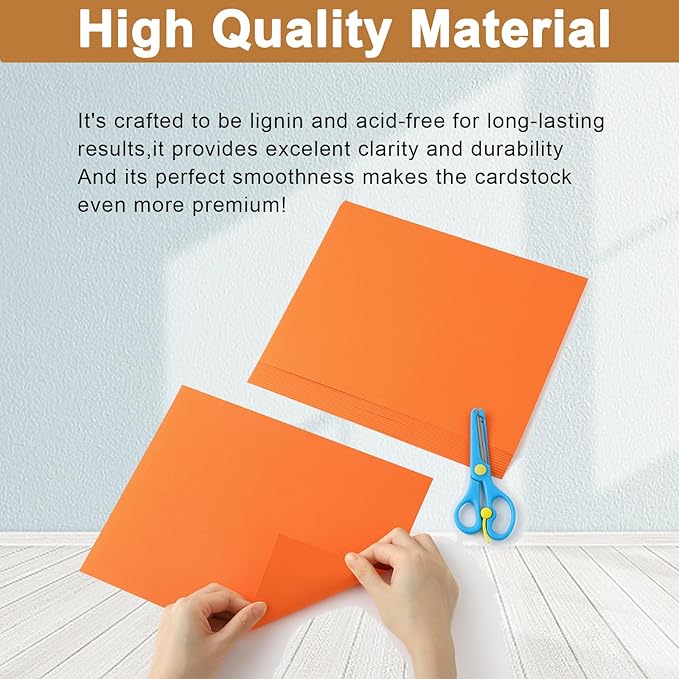 100 Sheets Orange Cardstock 8.5 x 11 Halloween Paper, 75lb Heavyweight Pumpkin Paper Card Stock for Cards Making, Greeting Card, School Crafting, Invitations